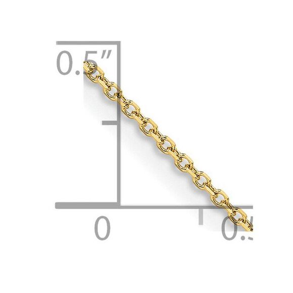 1mm 14K Yellow Gold Solid Diamond Cut Rolo Chain Necklace, 18 Inch - Picture 2 of 4